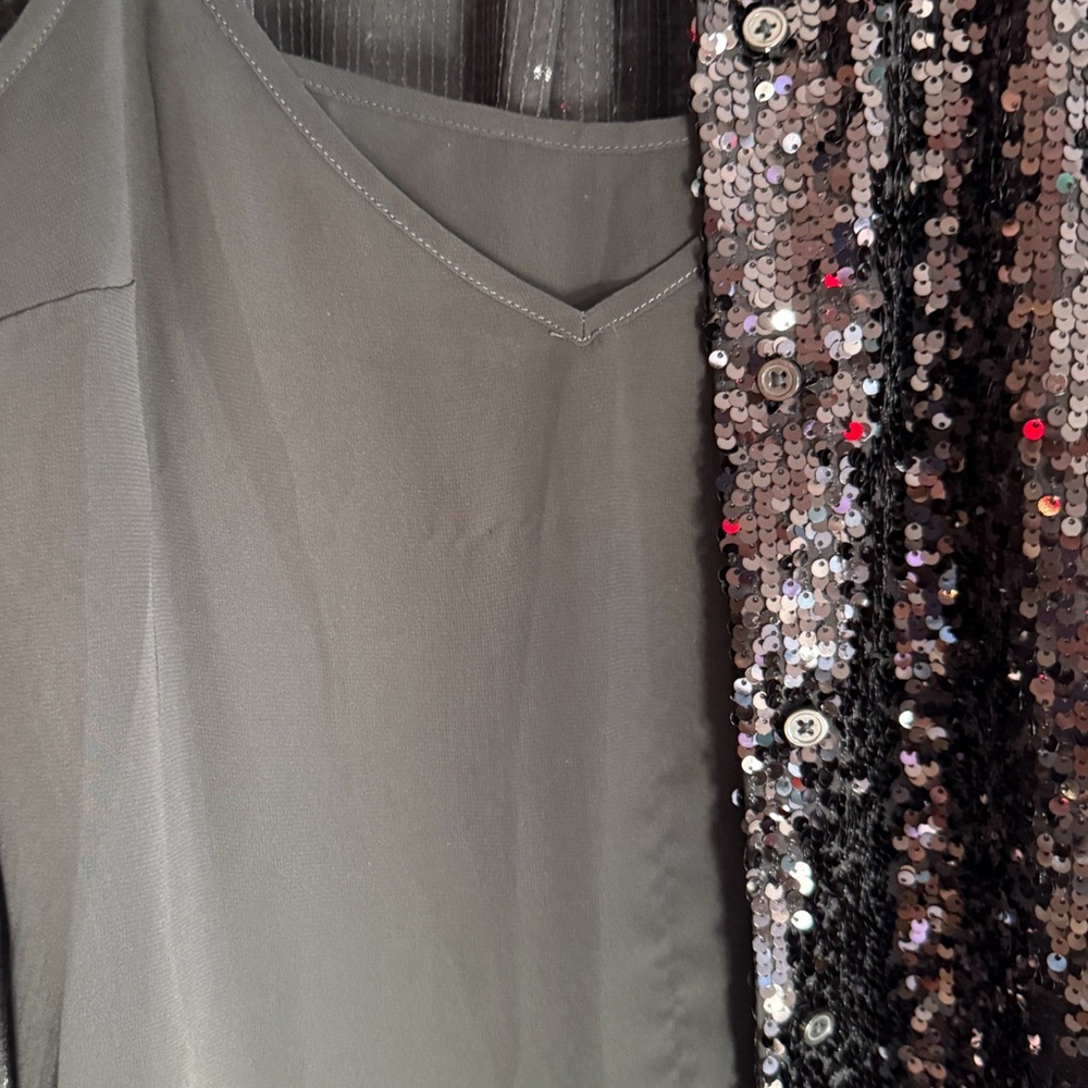 J. Crew Collections Black Sequin Button Up Shirt … - image 5